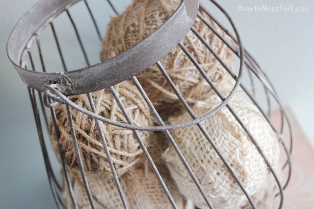 twine and burlap wrapped balls