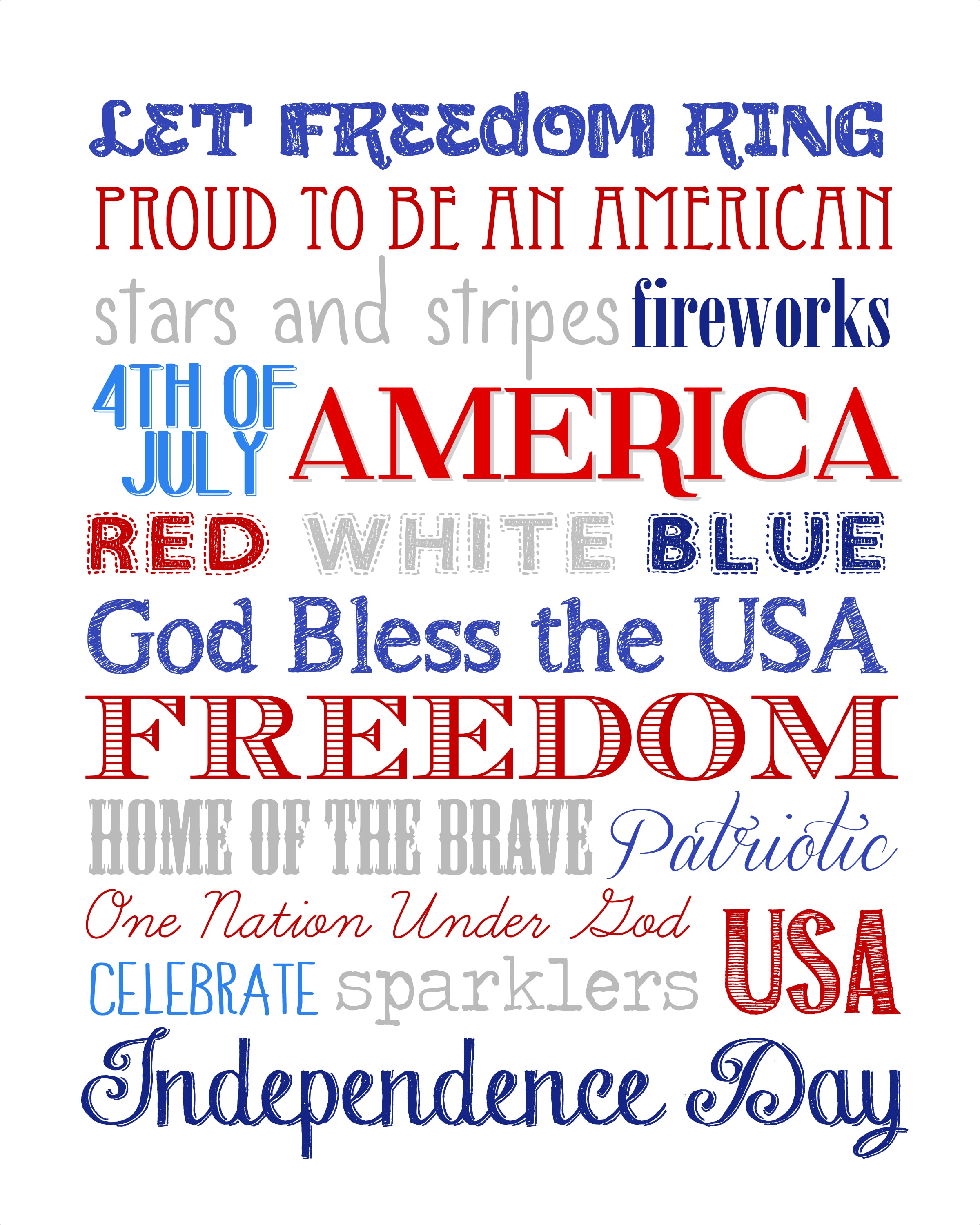 Fourth of July Subway Art {free printable}