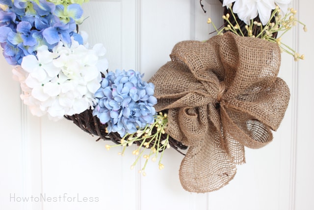 burlap bow hydrangea wreath