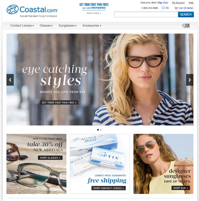 coastal.com glasses and contacts