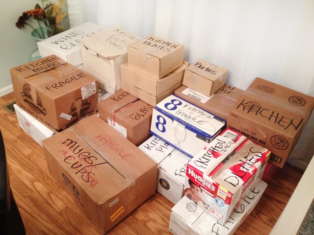 kitchen packing boxes