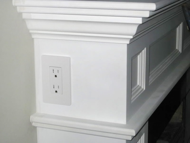 outlet in fireplace mantel