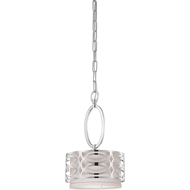 polished nickel gray fabric pendant