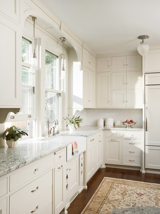 satin nickel white kitchen