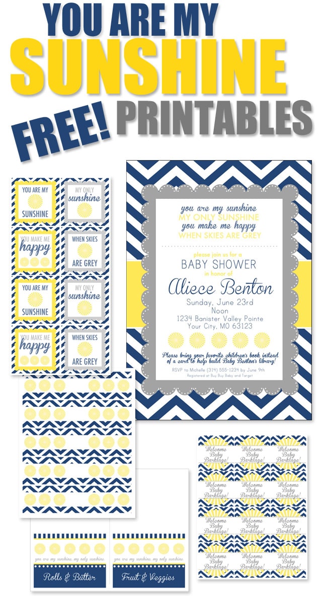 free printable you are my sunshine baby shower invitations