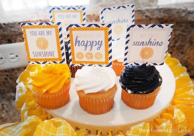 baby shower sunshine cupcake toppers