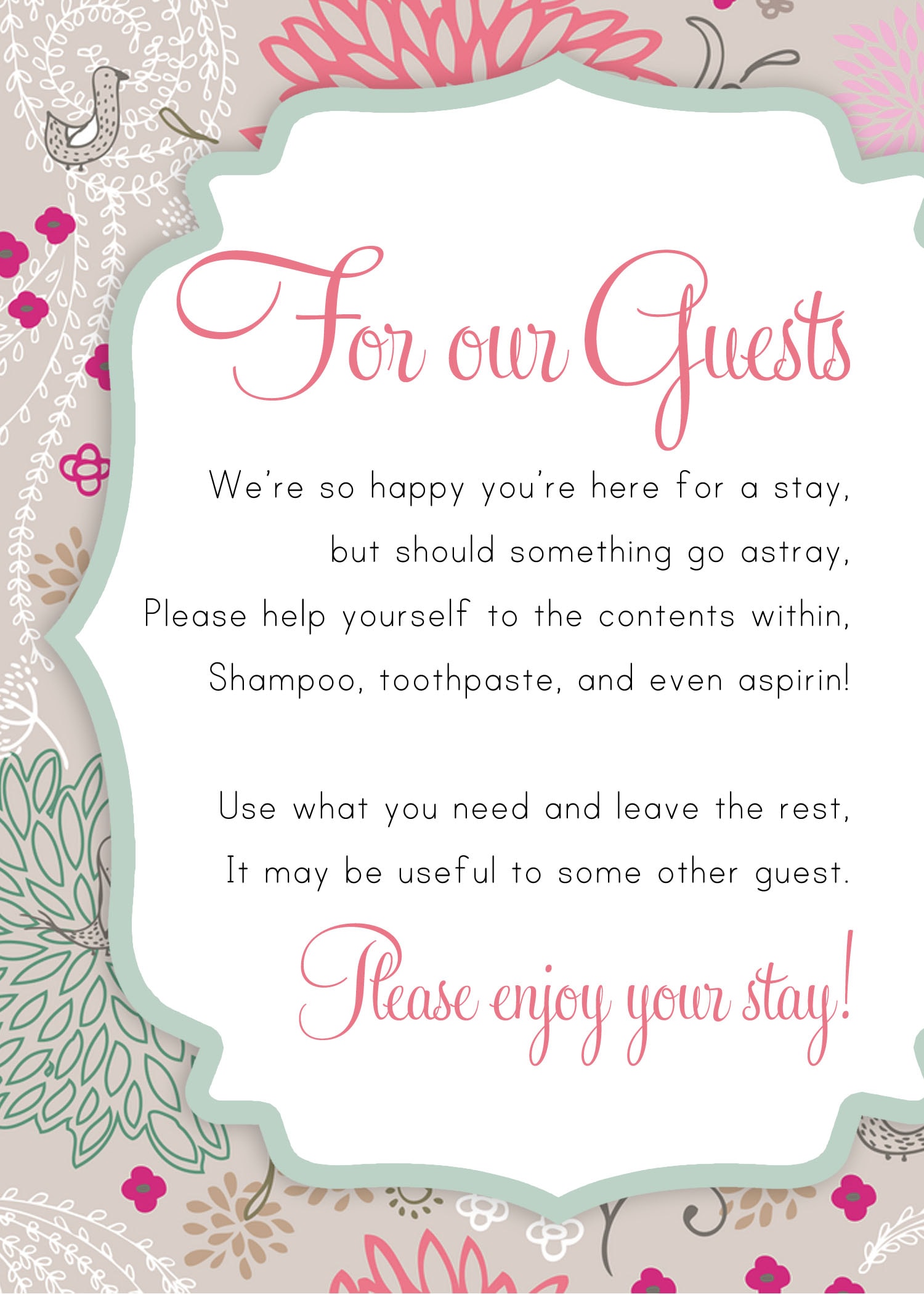 guest bathroom printable