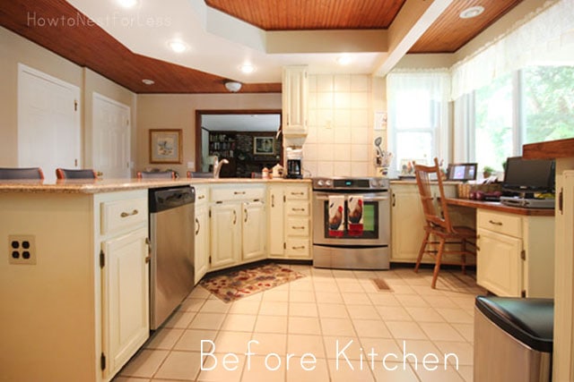 yellow kitchen before white makeover