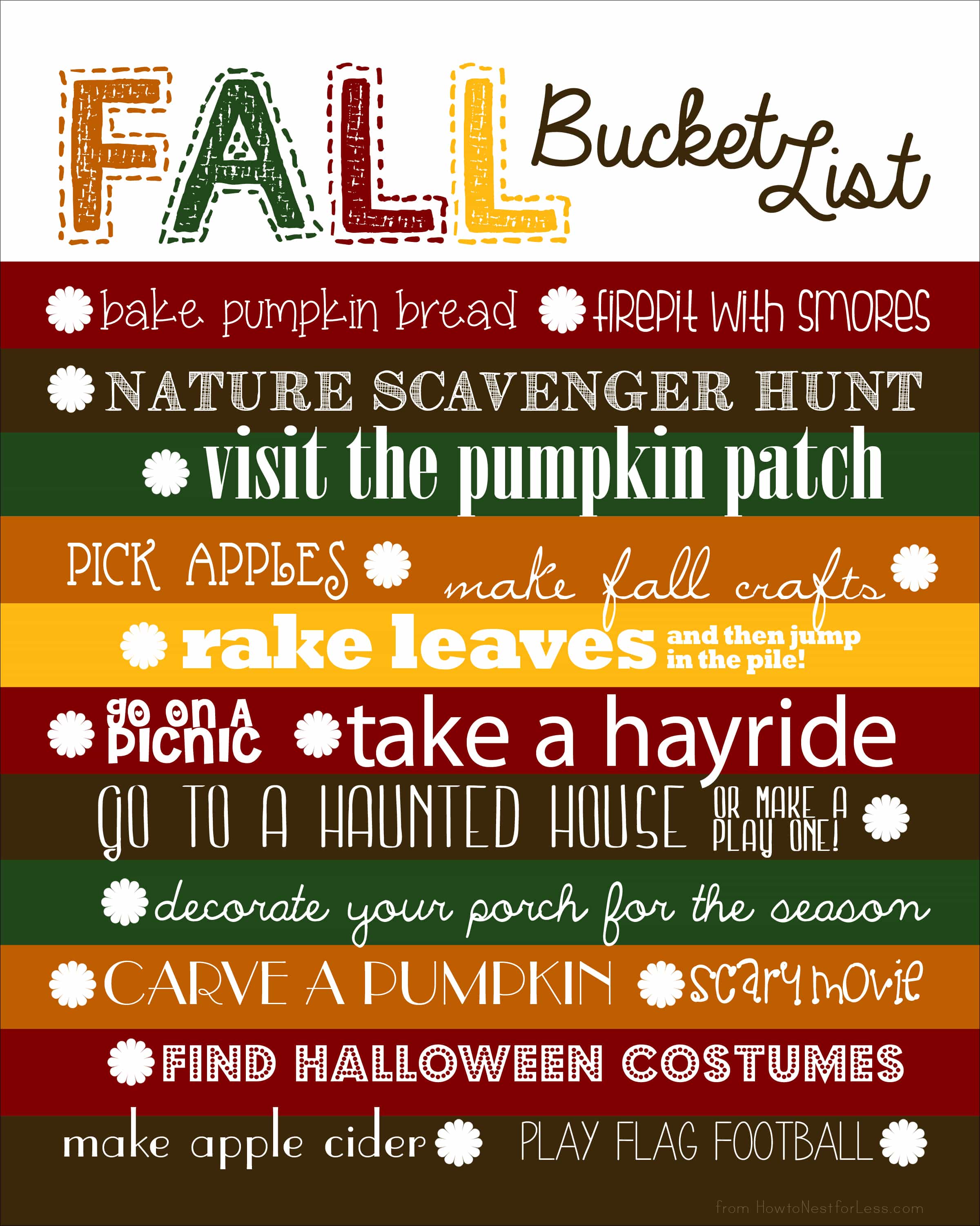 Fall Bucket List and Free Template How To Nest For Less 