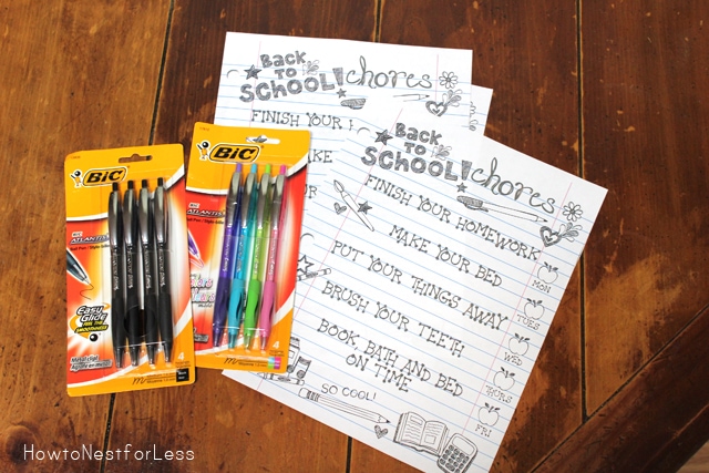 back to school chore charts