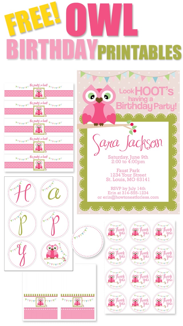 Owl Birthday Party Free Printables