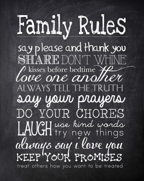 family rules free chalkboard printable