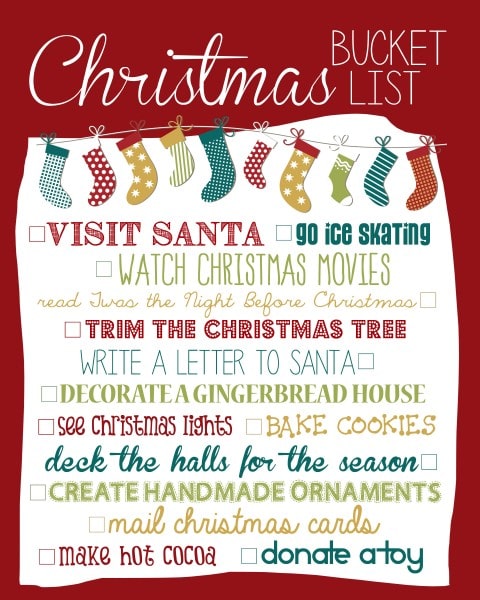 Christmas Bucket List 2013