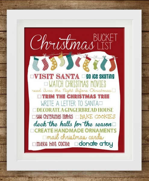 christms bucket list free printable