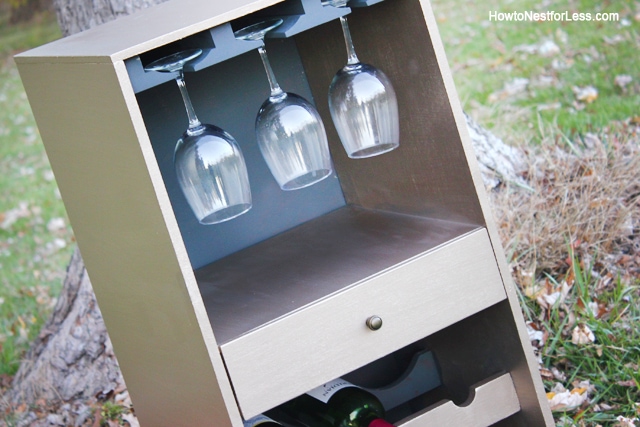 gold metallic wine cabinet makeover