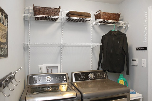 laundry room makeover shelves