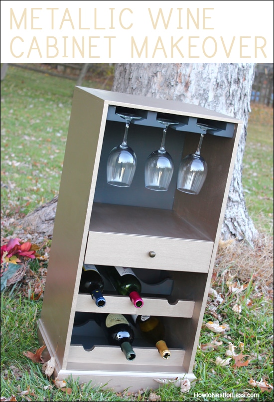 metallic wine cabinet makeover