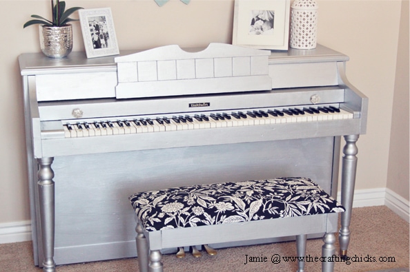 silver painted piano