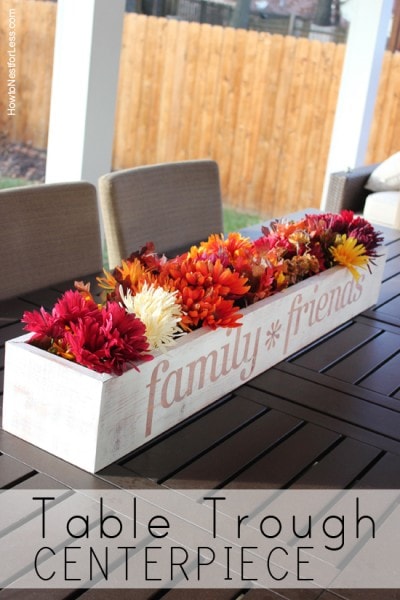 table trough flowered centerpiece