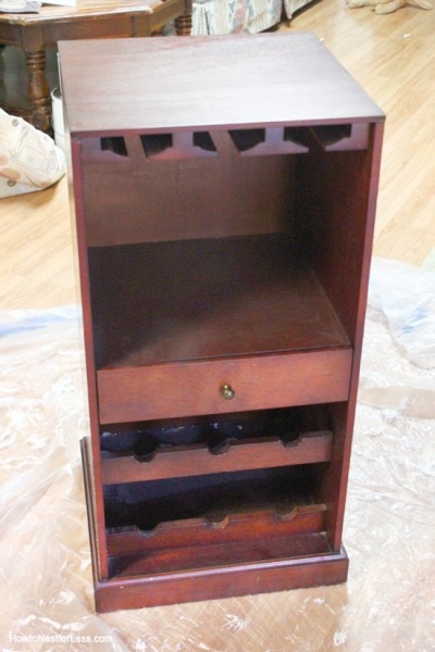 wine cabinet before makeover