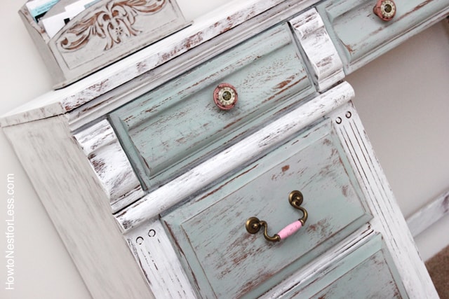 SOLD Pale Pink Shabby Distressed Chalk Painted Antique Dresser