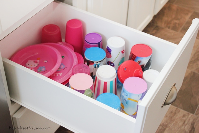 kid cup drawer organized kitchen