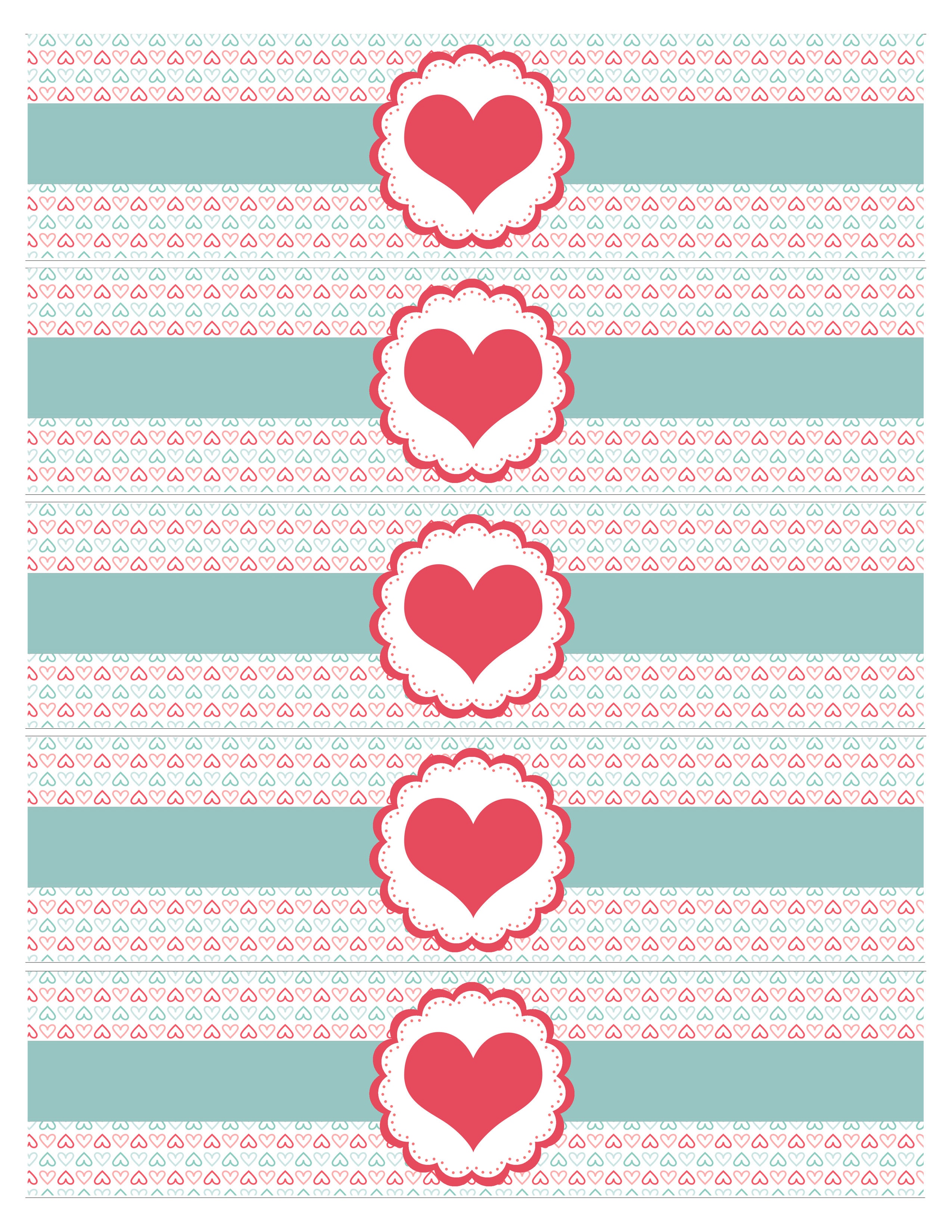 Valentines day water bottle labels