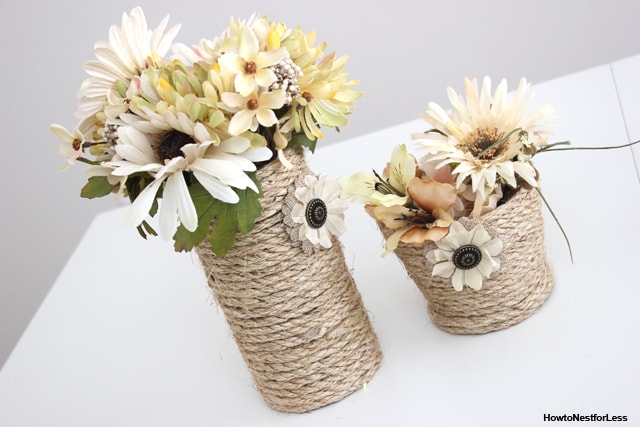 DIY rope vase centerpiece