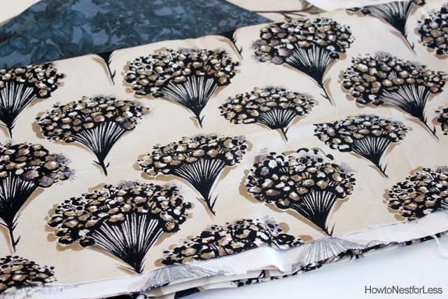 black and gold flowered fabric