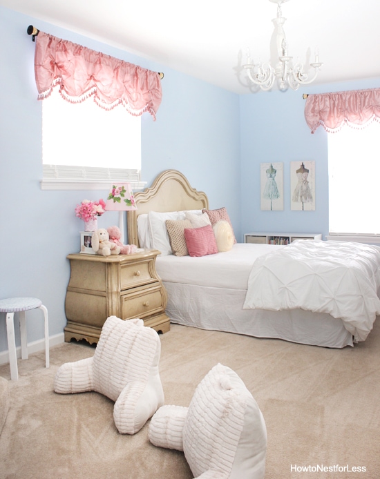 blue and pink girl bedroom makeover