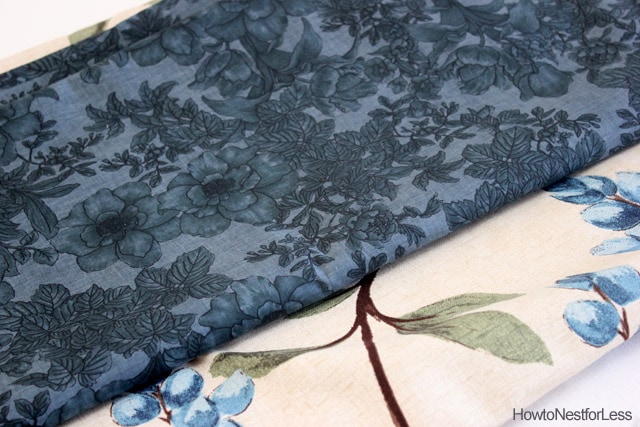 blue flowered kitchen fabric