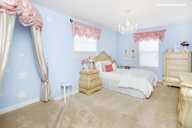 girl bedroom makeover blue and pink