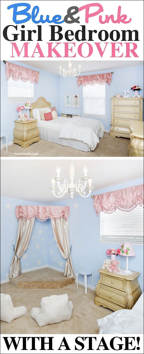 girl bedroom makeover with stage