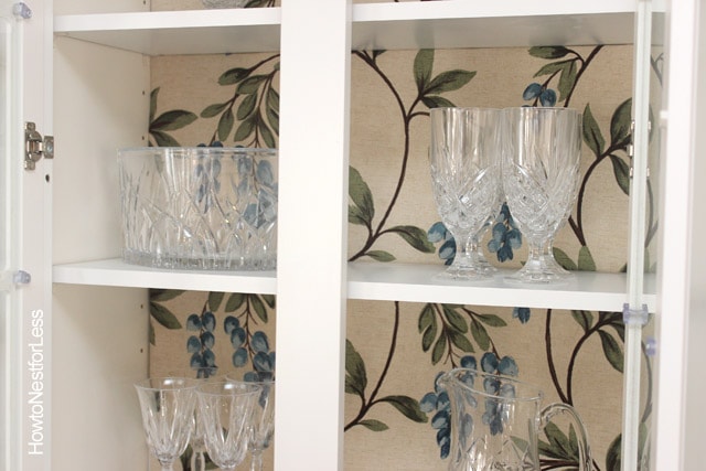 lined glass front cabinets