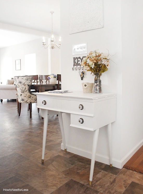 white foyer table makeover