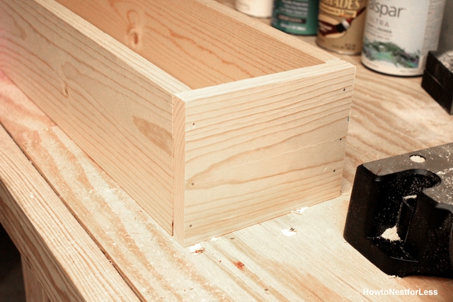 wood table trough centerpiece