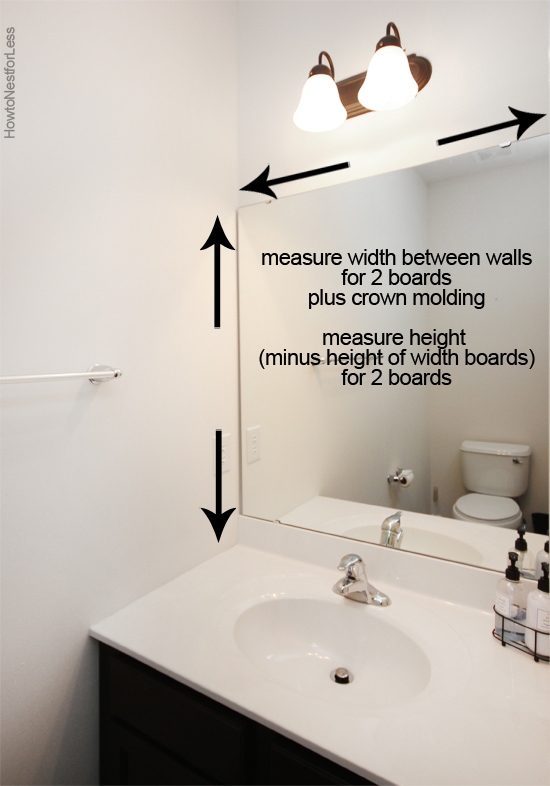 frame out builder grade bathroom mirror