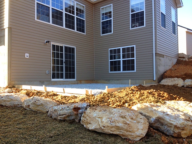 Patio retaining wall.