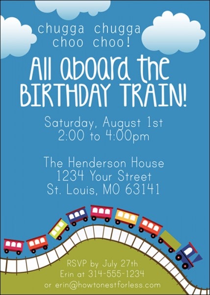 train birthday party invitation