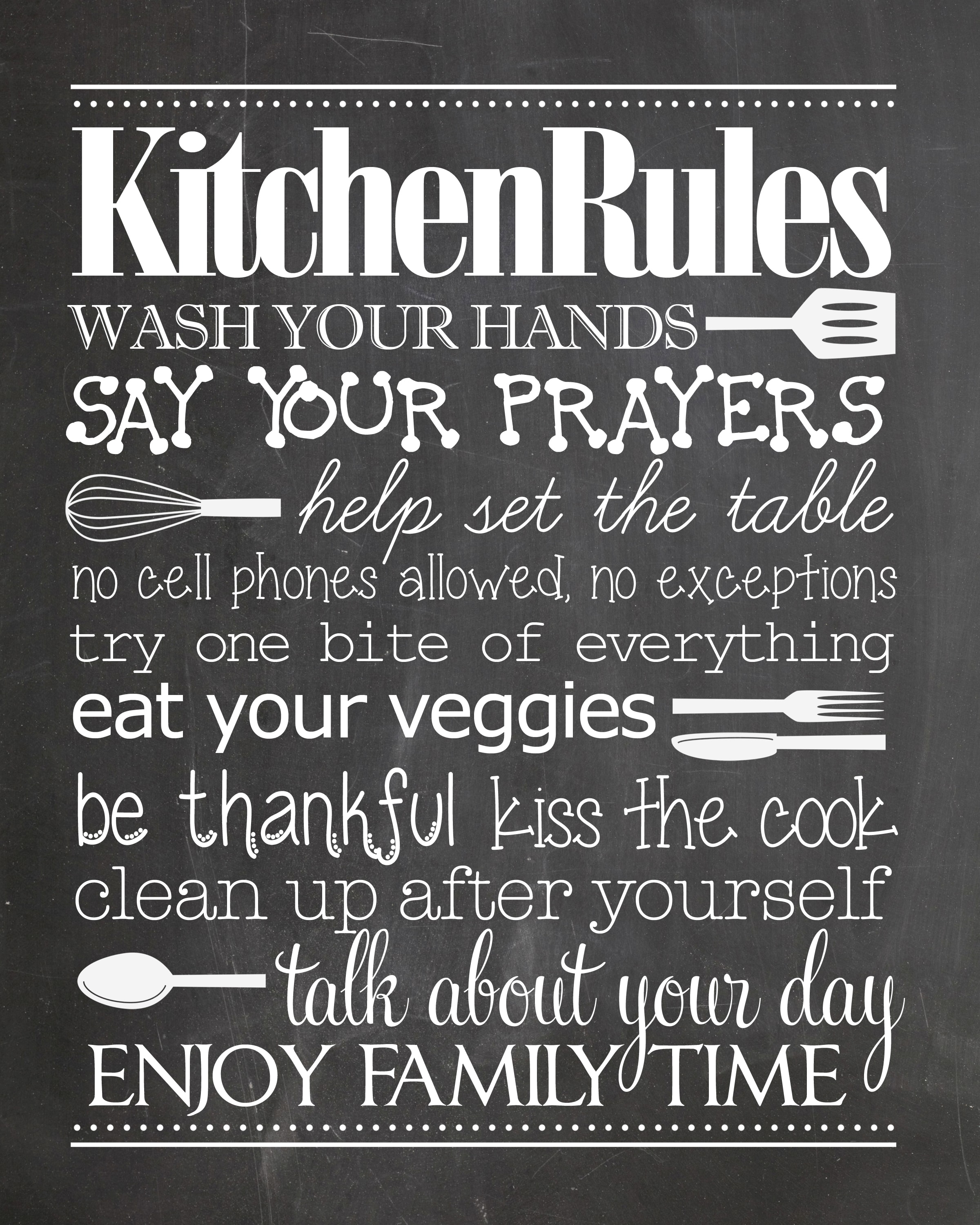 Kitchen Rules Free Printable  