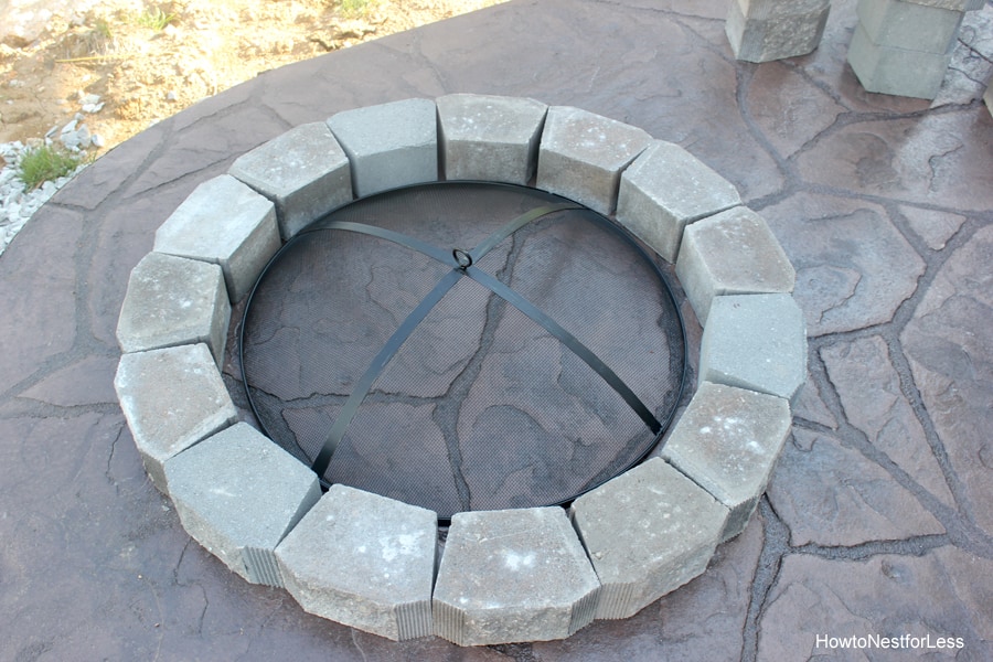 diy fire pit on concrete patio