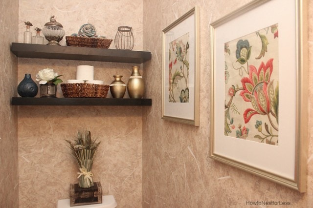 powder room shelves makeover