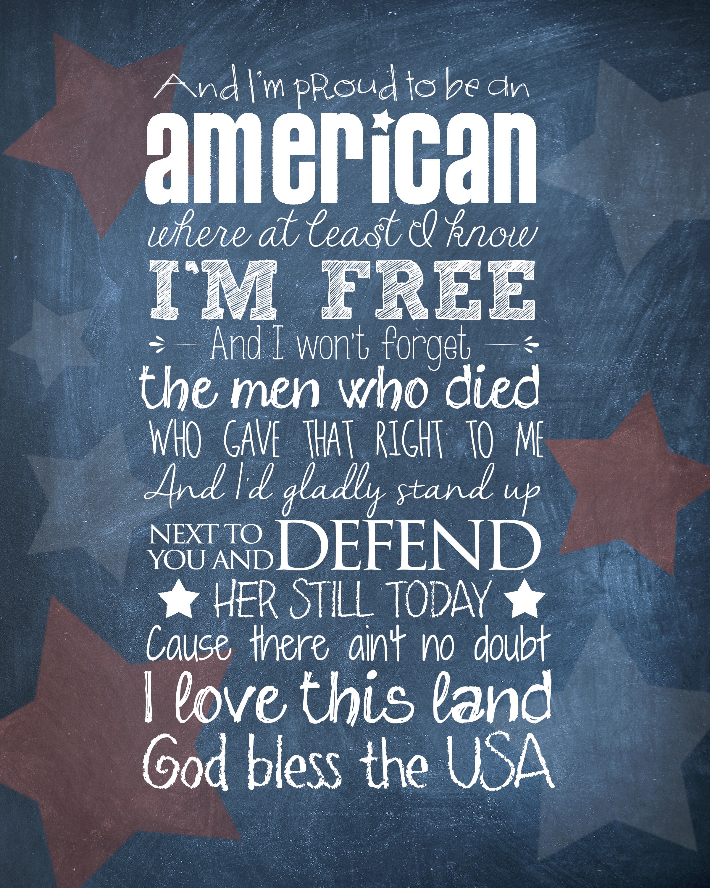 God Bless the USA printable