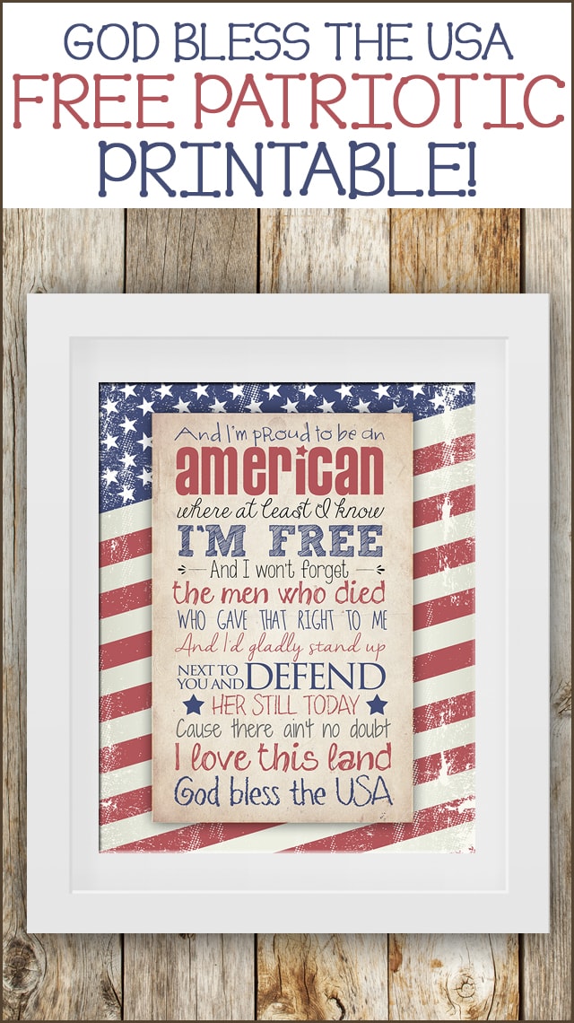 god bless the USA free printable