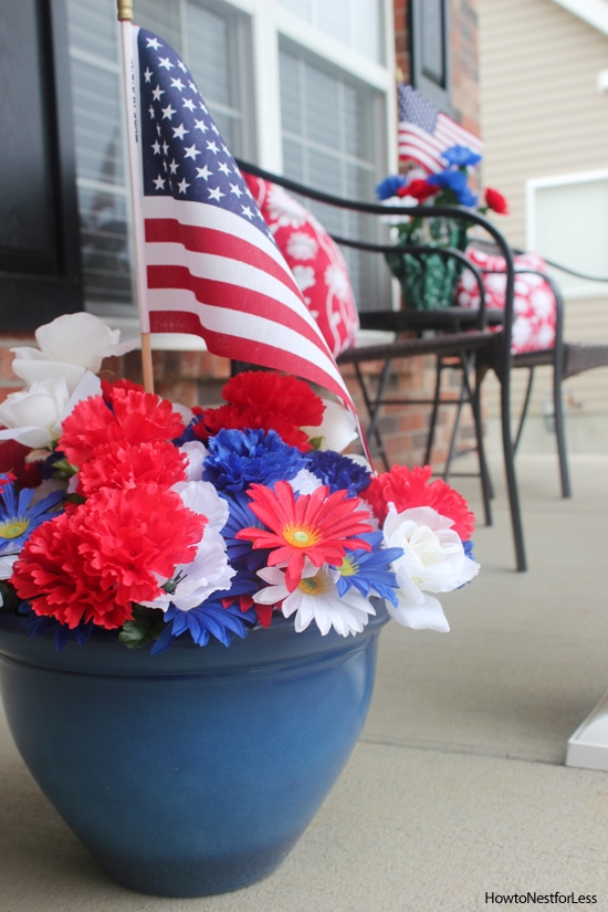 red white and blue front porch