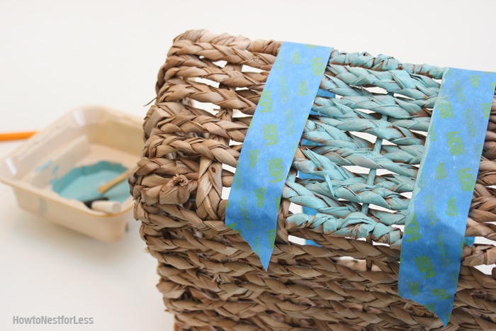 beachy bathroom makeover painted basket