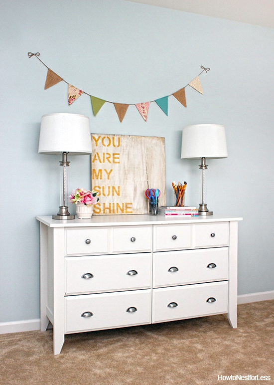 craft room white dresser organization