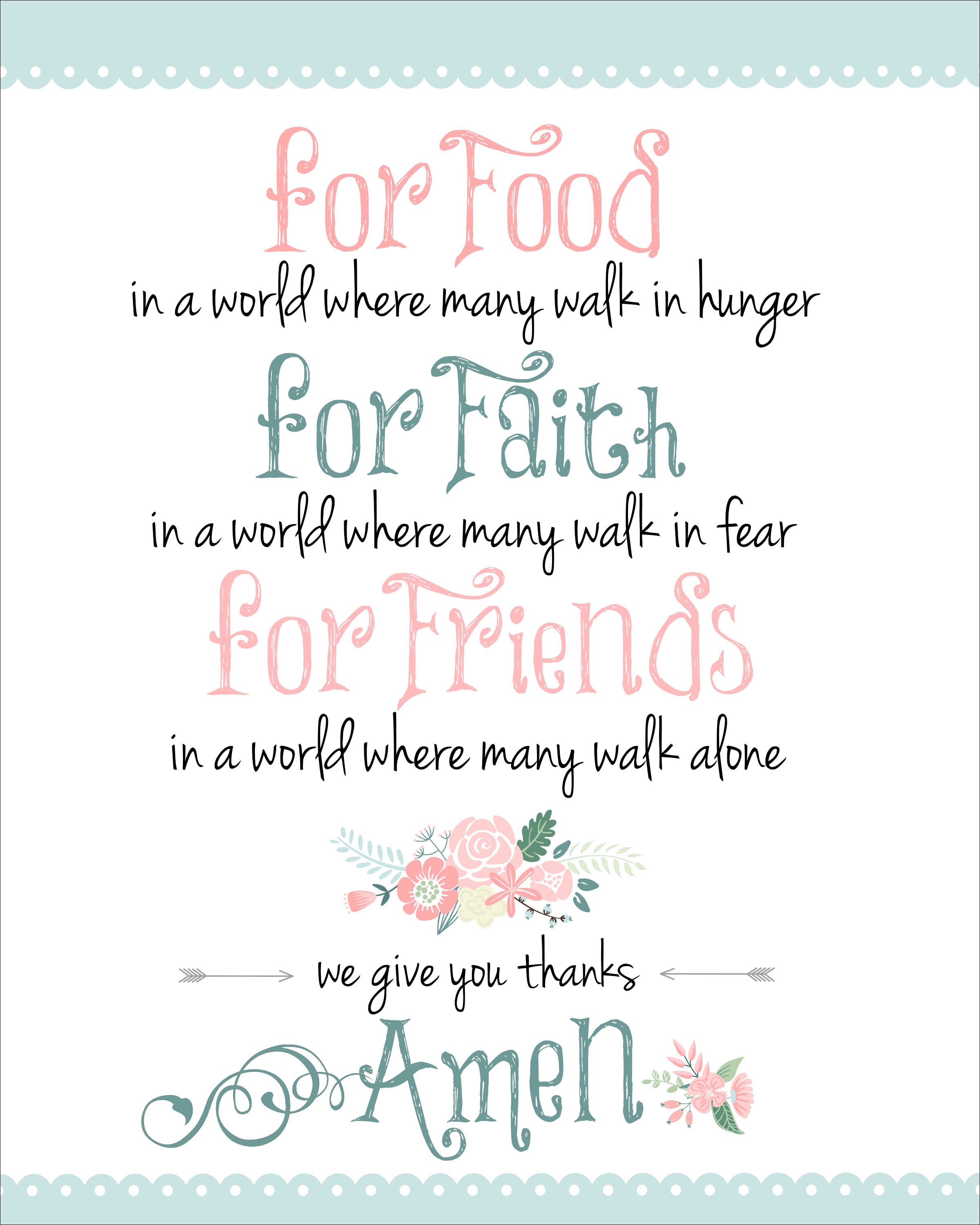 Dinner Prayer Free Printable