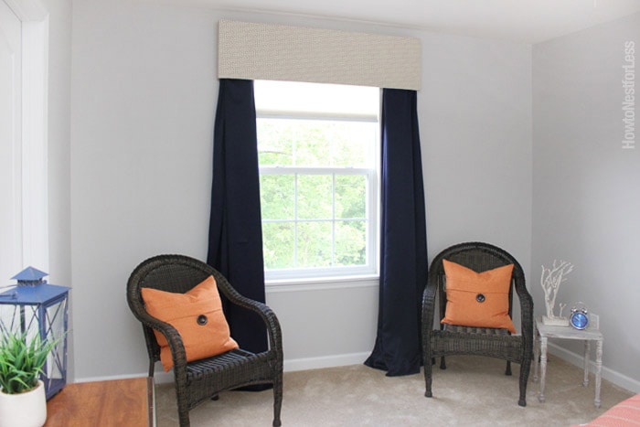 diy window cornice bedroom makeover