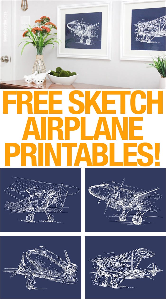 Vintage Sketch Airplane Posters {set of 4} How to Nest for Less™